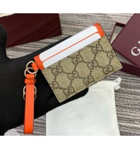 Gucci GG Emblem card case with strap GUW819121-orange