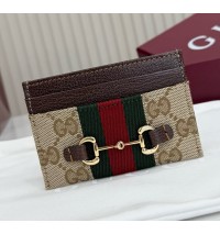 Gucci Horsebit Web card case GUW867122-brown