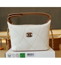 Chanel Coco Beach Tweed Hobo Clutch C5165-beige-brown
