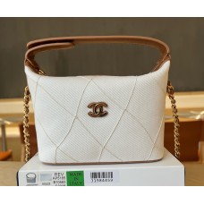 Chanel Coco Beach Tweed Hobo Clutch C5165-beige-brown