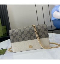Gucci Bi-color GG Marmont wallet on chain GU497985-CA-beige