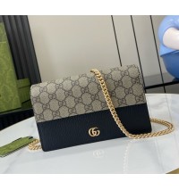 Gucci Bi-color GG Marmont wallet on chain GU497985-CA-black