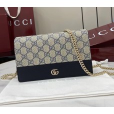 Gucci Bi-color GG Marmont wallet on chain GU497985-CA-dark-blue