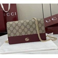 Gucci Bi-color GG Marmont wallet on chain GU497985-CA-wine