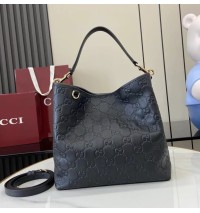 Gucci GG Emblem medium leather bucket bag GU815103-L-black