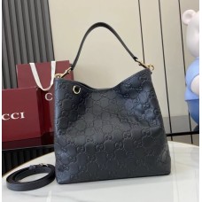 Gucci GG Emblem medium leather bucket bag GU815103-L-black