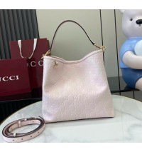 Gucci GG Emblem medium leather bucket bag GU815103-L-pink