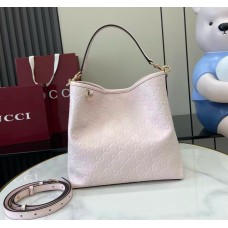 Gucci GG Emblem medium leather bucket bag GU815103-L-pink