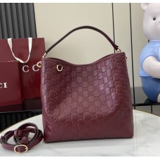 Gucci GG Emblem medium leather bucket bag GU815103-L-wine