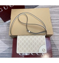 Gucci GG Emblem wallet with leather strap GU820688-beige