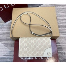 Gucci GG Emblem wallet with leather strap GU820688-beige