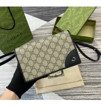Gucci GG Emblem wallet with leather strap GU820688-black