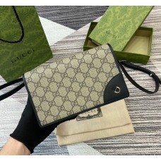 Gucci GG Emblem wallet with leather strap GU820688-black