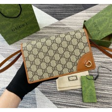 Gucci GG Emblem wallet with leather strap GU820688-brown