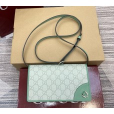 Gucci GG Emblem wallet with leather strap GU820688-green