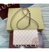 Gucci GG Emblem wallet with leather strap GU820688-pink