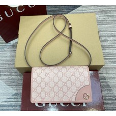 Gucci GG Emblem wallet with leather strap GU820688-pink