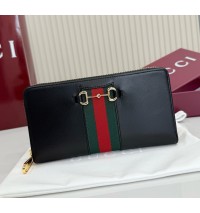 Gucci Horsebit Web zip around wallet GUW867124-L-black