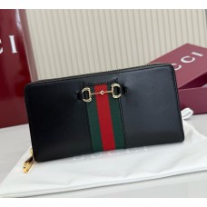 Gucci Horsebit Web zip around wallet GUW867124-L-black