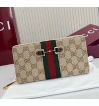 Gucci Horsebit Web zip around wallet GUW867124-brown