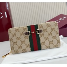 Gucci Horsebit Web zip around wallet GUW867124-brown