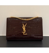 Saint Laurent Kate Medium In Crocodile Embossed leather YSL354021-wine