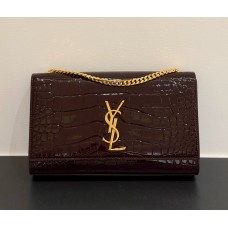 Saint Laurent Kate Medium In Crocodile Embossed leather YSL354021-wine