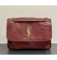Saint Laurent Medium Niki Chain Bag In Quilted Leather YSL498894-A-wine