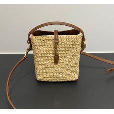 Saint Laurent Le 37 Mini in raffia YSL765870-IC-tan