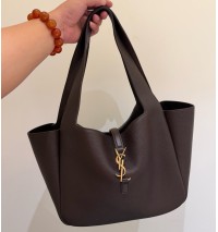 Saint Laurent LE 5 À 7 Small Bea in grained leather YSL779029-dark-brown