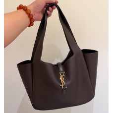 Saint Laurent LE 5 À 7 Small Bea in grained leather YSL779029-dark-brown