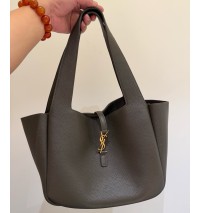 Saint Laurent LE 5 À 7 Small Bea in grained leather YSL779029-dark-green