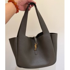 Saint Laurent LE 5 À 7 Small Bea in grained leather YSL779029-dark-green