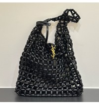 Saint Laurent LE 5 À 7 large in wood beads YSL823807-WB-black
