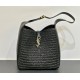 Saint Laurent LE 5 À 7 supple small in raffia and leather YSL823812-IC-black