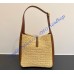 Saint Laurent LE 5 À 7 supple small in raffia and leather YSL823812-IC-tan