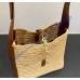 Saint Laurent LE 5 À 7 supple small in raffia and leather YSL823812-IC-tan