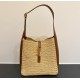 Saint Laurent LE 5 À 7 supple small in raffia and leather YSL823812-IC-tan
