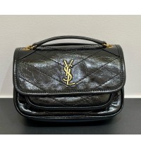 Saint Laurent Niki mini in textured leather YSL828736A-black