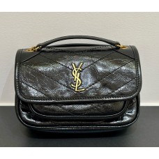Saint Laurent Niki mini in textured leather YSL828736A-black