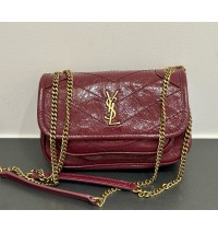 Saint Laurent Niki mini in textured leather YSL828736A-wine