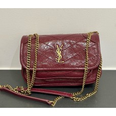 Saint Laurent Niki mini in textured leather YSL828736A-wine