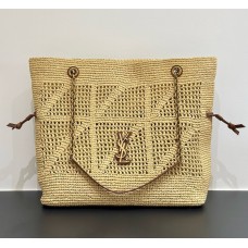 Saint Laurent Jamie Shopping in raffia YSL838876-IC-tan