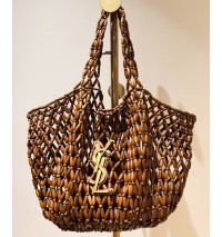 Saint Laurent Icare medium in wood beads YSL862071-S-brown