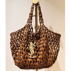 Saint Laurent Icare medium in wood beads YSL862071-S-brown