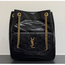 Saint Laurent Niki Multipocket shoppipng in vintage leather YSL862295-black