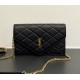 Saint Laurent PARIS chain wallet in GRAIN DE POUDRE leather YSL871149-black
