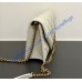 Saint Laurent PARIS chain wallet in GRAIN DE POUDRE leather YSL871149-cream