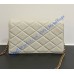 Saint Laurent PARIS chain wallet in GRAIN DE POUDRE leather YSL871149-cream
