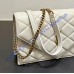 Saint Laurent PARIS chain wallet in GRAIN DE POUDRE leather YSL871149-cream